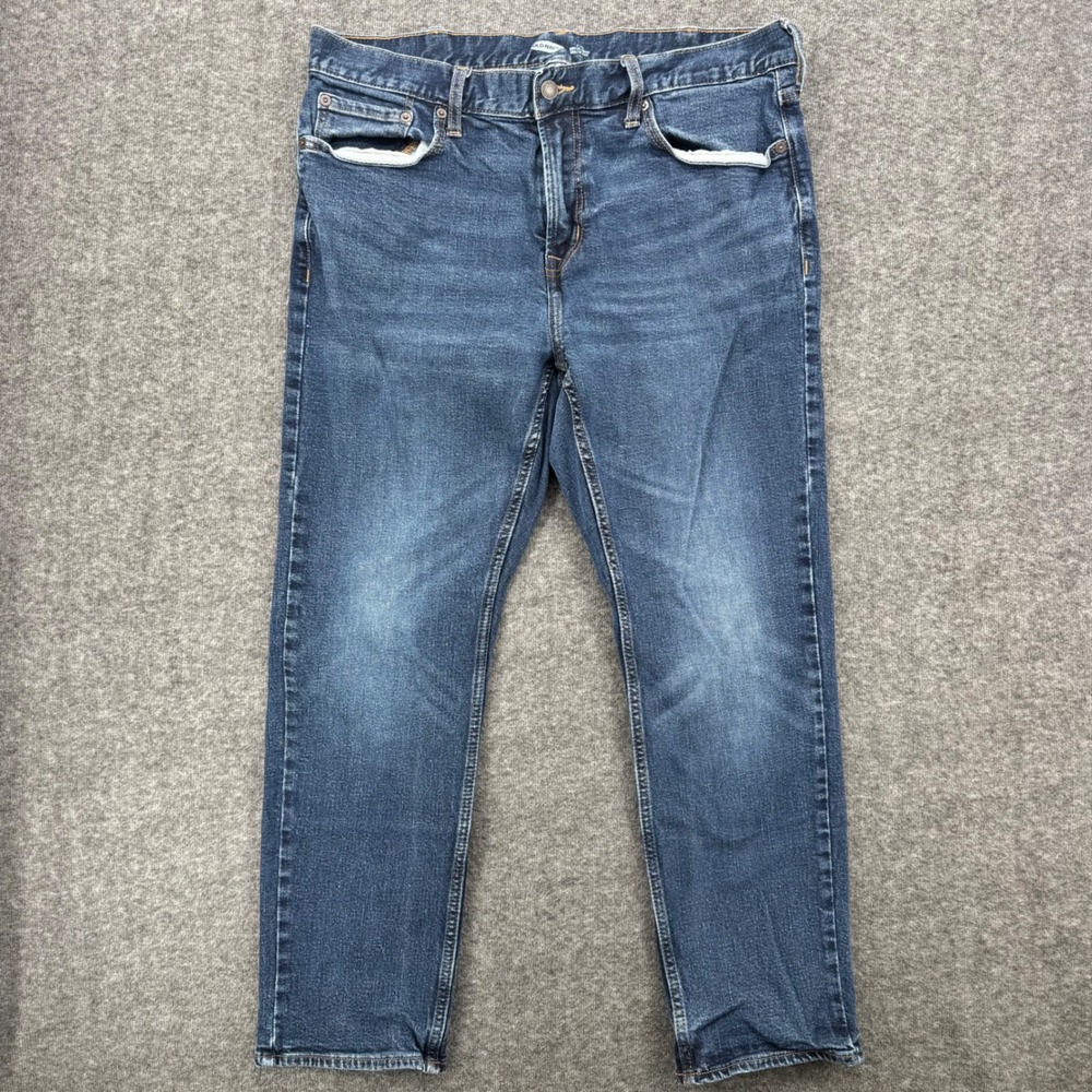 Old Navy Mens Slim Built-In Flex Jeans 38 Relaxed Dark Wash Denim Blue Pants